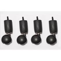Kit 4 Rodinhas Para Cama Box ou Baú Rodízios de Madeira e Plástico Preto