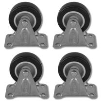 Kit 4 Rodinhas para Móveis 2 Pol BP s Freio c Placa Fixa