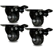 Kit 4 Rodinhas Reforçada 40mm com Trava Rodizio Giratorio 200kg Moveis
