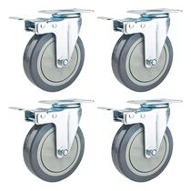 Kit 4 Rodinhas Reforçadas Rodízio Giratória 5 Pol C/ Freio