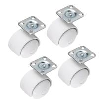 Kit 4 Rodinhas Rodízio Branco para Móveis 40mm com parafusos Kit 4 Rodinhas Rodízio Branco para Móveis 40mm com parafusos