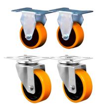 Kit 4 Rodinhas Rodízio Fixa/Giratória 3 Placa Furos 170Kg