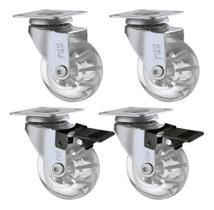 Kit 4 Rodinhas Silicone Rodizio De Gel Giratorio Com Placa E