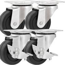 Kit 4 rodizio girat. 2" pol leve pt vonder - com/sem freio Kit 4 rodizio girat. 2" pol leve pt vonder - com/sem freio