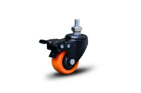 Kit 4 rodizio girat espiga trava roda 50mm laranja rolamento
