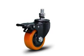 Kit 4 rodizio girat espiga trava roda 75mm laranja rolamento