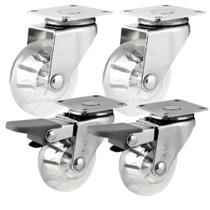 Kit 4 rodizio giratorio 2" pol pu transp 2 freio nove54 Kit 4 rodizio giratorio 2" pol pu transp 2 freio nove54