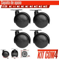 Kit 4 Rodízio Giratorio Com Chapa para Móveis Pesados Sup 60kg