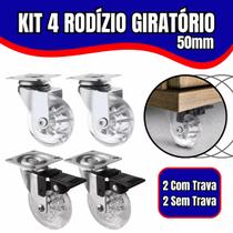 Kit 4 Rodízio Giratório Em Gel Rodinha Silicone Para Móveis 50mm 2 Com Freio 2 Sem Freio Anti Risco