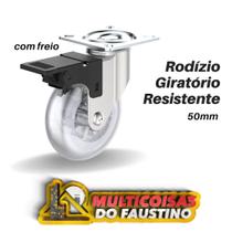 Kit 4 Rodízio Giratório Gel Rodinha Móveis 50mm Com Freio