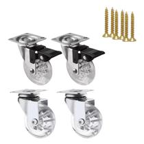 Kit 4 Rodízio Giratório Gel Rodinha Silicone 50Mm Parafusos