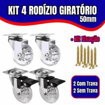 Kit 4 Rodízio Giratório Silicone Gel 50mm C/ Parafusos