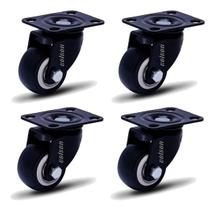 Kit 4 Rodízio Linha Black Placa 41mm Móveis Sem Freio Placa 120kg Preto - Colson