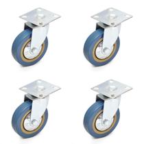 Kit 4 Rodízios 75mm PVC Chapa Para Bancadas e Carrinhos Kit 4 Rodízios 75mm PVC Chapa Para Bancadas e Carrinhos