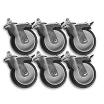 Kit 4 Rodízios c/ Trava c/ Placa Giratória 3 Pol Plástico