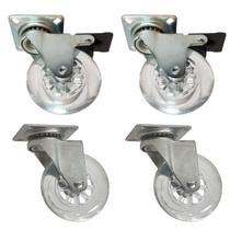 Kit 4 Rodízios De Silicone 75Mm Transparente Com E Sem Freio