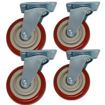 Kit 4 Rodízios Giratório 4" Chapa Freio Duplo 2 Rolamentos - Kit 4 Rodízios Giratório 4" Chapa Freio Duplo 2 Rolamentos -