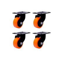 Kit 4 Rodízios Giratório PVC Laranja 2" com Placa Resistente A09120-G Ajax