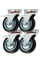 Kit 4 Rodízios Giratórios 3 Polegadas Borracha com Freio 40kg - Reforçado Industrial