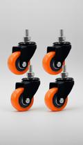 Kit 4 Rodízios Giratórios PVC 400kg M10 50mm