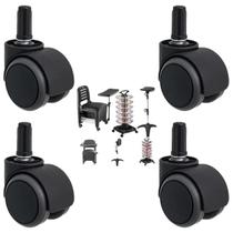 Kit 4 Rodízios para carrinho auxiliar e cadeira manicure Com Bucha Adaptadora