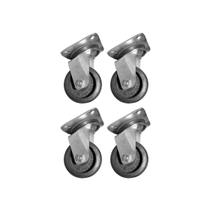 Kit 4 Rodízios Placa Gir p Móveis 3 Pol Ferro/Borracha 150Kg