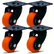 Kit 4 Rodízios Placa Linha 1.5/8" Black Amarelo 41mm Anti Risco Móveis 120kg Sem Freio - Colson - 6233