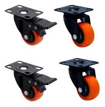 Kit 4 Rodízios Reforçados 50mm 2 Com Trava E 2 Sem Trava Kit 4 Rodízios Reforçados 50mm 2 Com Trava E 2 Sem Trava