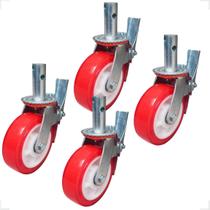 Kit 4 Rodízios Roda Andaime Completa Pu 6 Pol Com freio 800 Kg Kit 4 Rodízios Roda Andaime Completa Pu 6 Pol Com freio 800 Kg