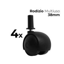 Kit 4 Rodízios Rodinha Giratória 40mm Bucha 1 Polegada