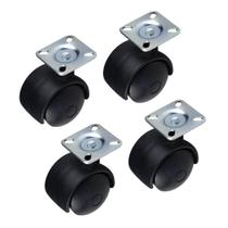 Kit 4 Rodízios Rodinha Preta para Móveis 40mm com parafusos Kit 4 Rodízios Rodinha Preta para Móveis 40mm com parafusos