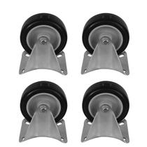 Kit 4 Rodízios s Trava c Placa Fixa Cinza 4 Pol Plástico