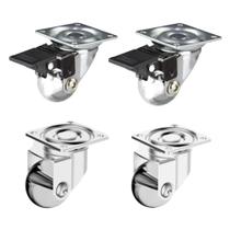 Kit 4 Rodízios Silicone Gel 2 C/ Freio e 2 S/ Freio 35mm