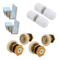 Kit 4 Roldana 2 Puxador Para Box De Correr Blindex 2 Guia