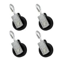 Kit 4 Roldana 55mm Gancho P/Elevação Aço Nylon 250Kg P/Poço