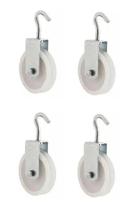 KIT 4 ROLDANA PLASTICA NYLON PARA VARAL 8cm COM GANCHO REFORÇADA