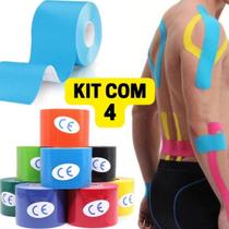 Kit 4 Rolos 5m Kinesio Tape Bandagem Elástica Funcional Fisioterapia Reabilitação Muscular 20 metros - CJJM