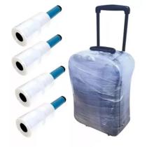Kit 4 rolos de filme plastico para mala de viagem embalar