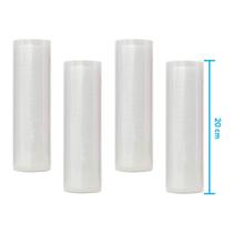 Kit 4 Rolos de Saco Plástico Bobina 20cm X 5m com Ranhuras para Seladoras a Vácuo