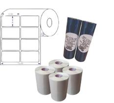 KIT 4 Rolos Etiqueta Bopp 50x30mm 2 Ribbons Misto KIT 4 Rolos Etiqueta Bopp 50x30mm 2 Ribbons Misto