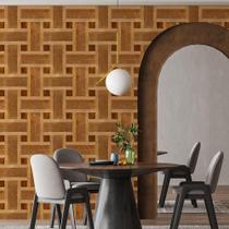Kit 4 Rolos Papel De Parede Adesivo Madeira Mosaico 3,0M
