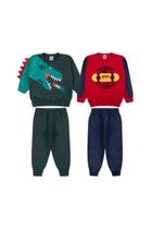 Kit 4 Roupa Infantil 2 Conjunto Moletom Inverno 1 Brinquedo Tam 2 ao 8