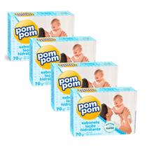 Kit 4 Sabonete em Barra Infantil Pom Pom Loção Hidratante 70g Kit 4 Sabonete em Barra Infantil Pom Pom Loção Hidratante 70g