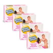 Kit 4 Sabonete Infantil Pom Pom Óleo de Amêndoas 70g