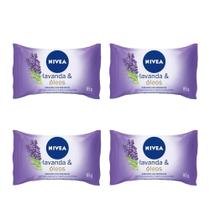 Kit 4 Sabonetes em Barra Hidratante Lavanda Óleos Nivea 85g