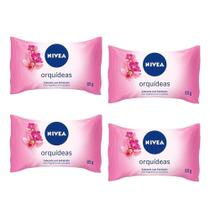 Kit 4 Sabonetes em Barra Hidratante Nivea Orquídeas 85g Kit 4 Sabonetes em Barra Hidratante Nivea Orquídeas 85g