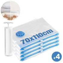 Kit 4 Saco a Vácuo Hermético para Roupas Toalhas Edredom com Bomba