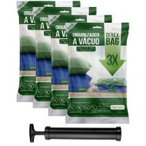 Kit 4 Saco a Vácuo Viagem Mala 40x60cm Protege+ Bomba