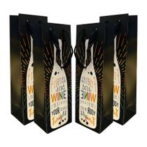 Kit 4 Sacolas Garrafa Vinho Champagne - Friends and Wine