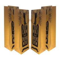 Kit 4 Sacolas Garrafa Vinho Champagne - Keep Calm And Drink Wine